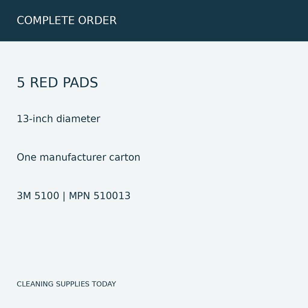 3M 510013, 13-inch red, five-pad case — pack information