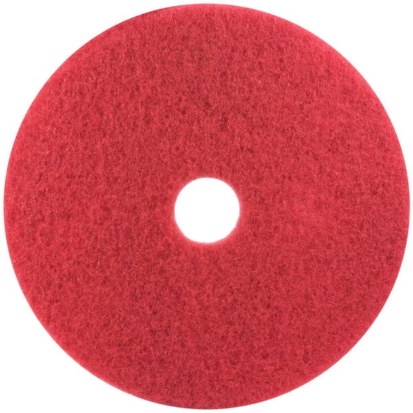 3M Red Buffer Pad 5100 — round red pad with center hole