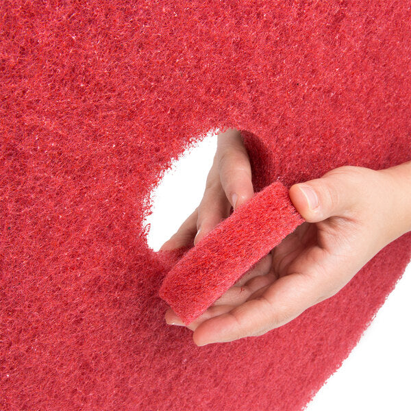 3M Red Buffer Pad 5100 — close-up showing removable center insert and pad thickness