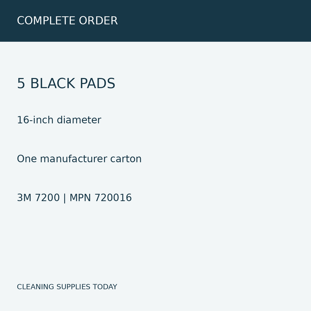 3M 720016, 16-inch black, five-pad case — pack information