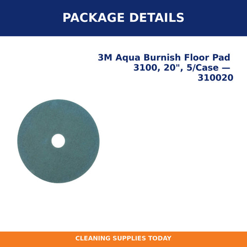 Package details for 3M Aqua Burnish Floor Pad 3100, 20", 5/Case — 310020