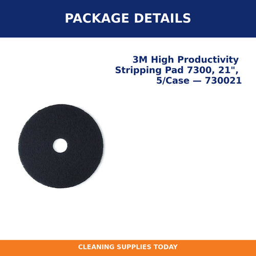 Package details for 3M High Productivity Stripping Pad 7300, 21", 5/Case — 730021