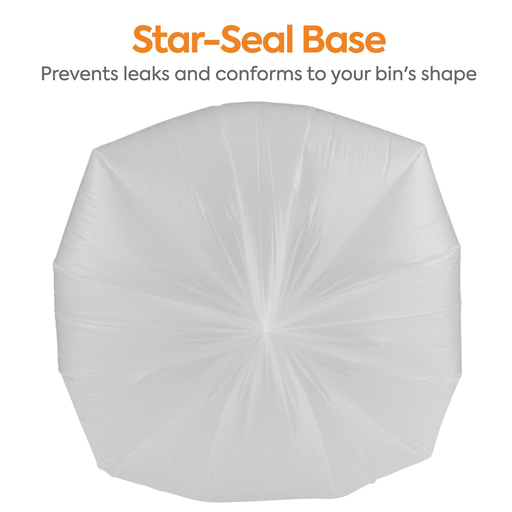 Coastwide Professional 32 Gallon Clear Trash Bags, 0.9 mil, 100/Case – CW57401 — star-seal base