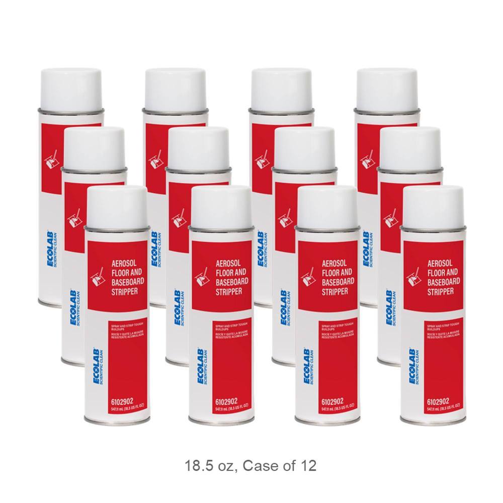 Ecolab Scientific Clean Aerosol Floor & Baseboard Stripper, 18.5 oz, Case of 12 — HD Supply product photo showing twelve aerosol cans