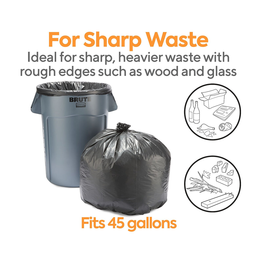 Coastwide Professional 40–45 Gallon Black Trash Bags, 1.3 Mil, 100/Case – CW22340 — receptacle fit and waste suitability