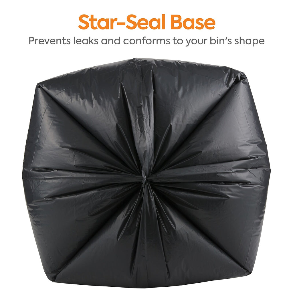 Coastwide Professional 40–45 Gallon Black Trash Bags, 1.3 Mil, 100/Case – CW22340 — star-seal base