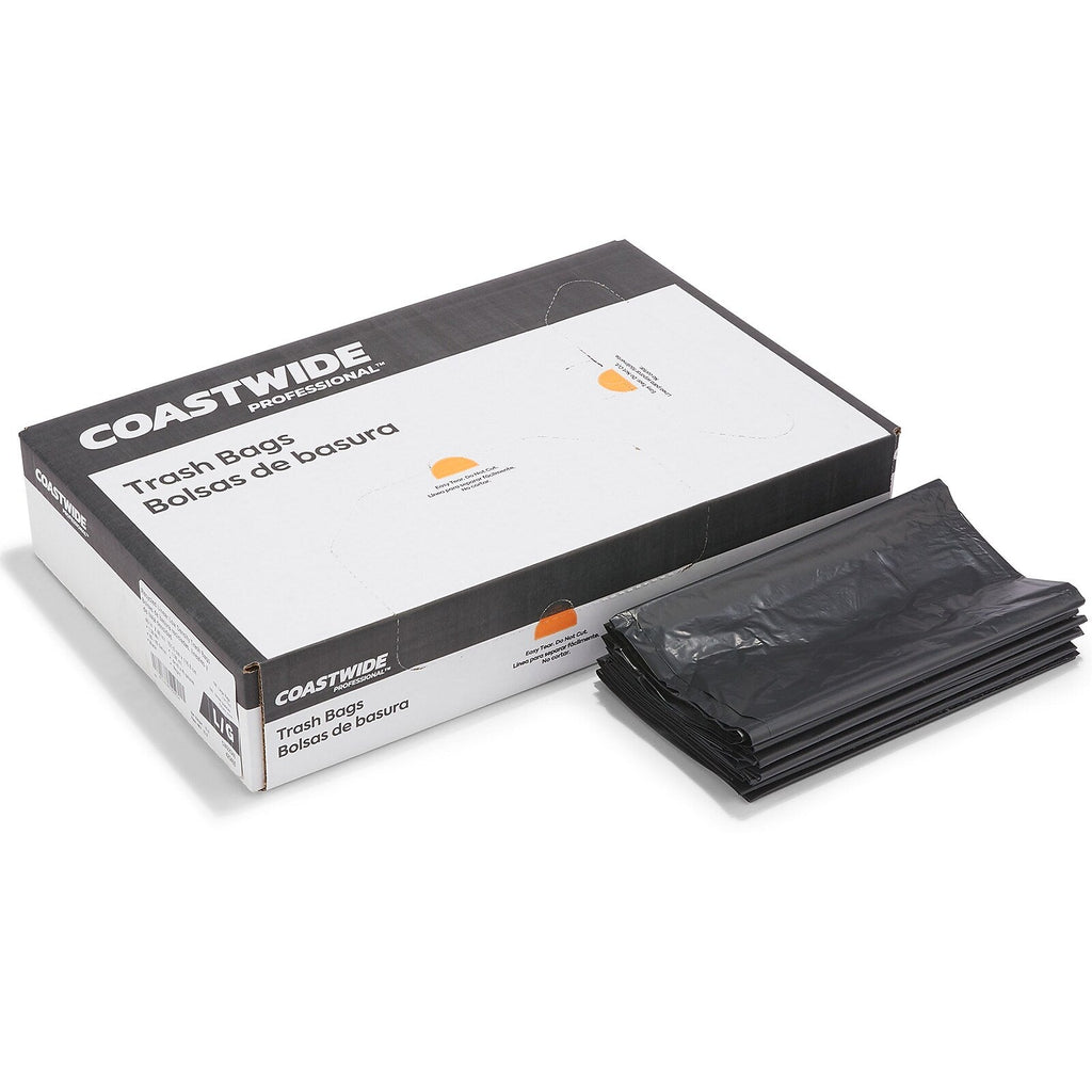 Coastwide Professional 40–45 Gallon Black Trash Bags, 1.3 Mil, 100/Case – CW22340 — product view