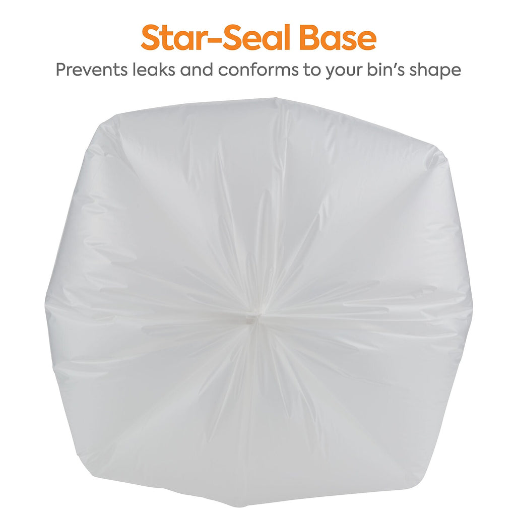 Coastwide Professional 44 Gallon Clear Trash Bags, 1.3 mil, 100/Case – CW25526 — star-seal base