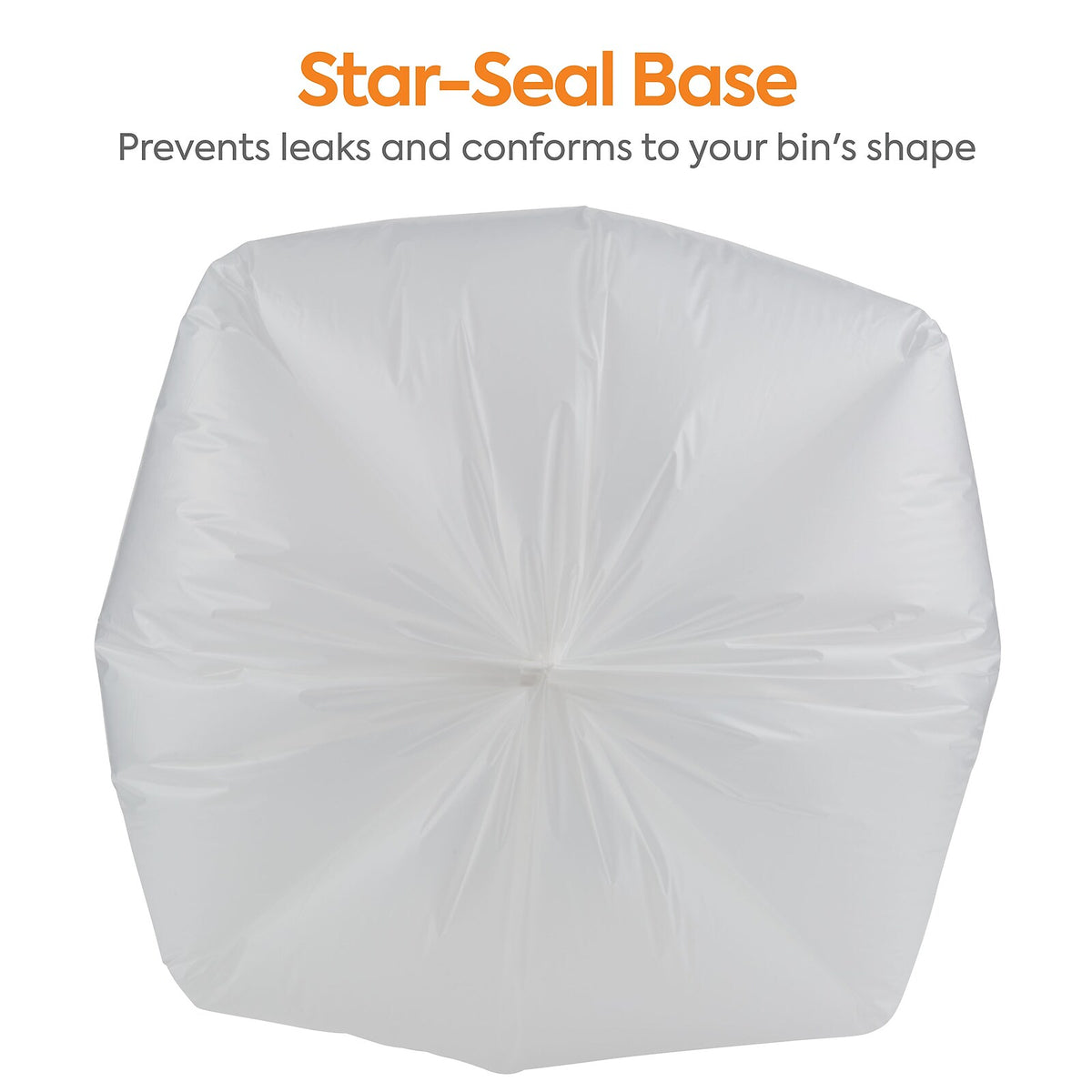 Coastwide Professional 44 Gallon Clear Trash Bags, 1.3 mil, 100/Case – CW25526 — star-seal base