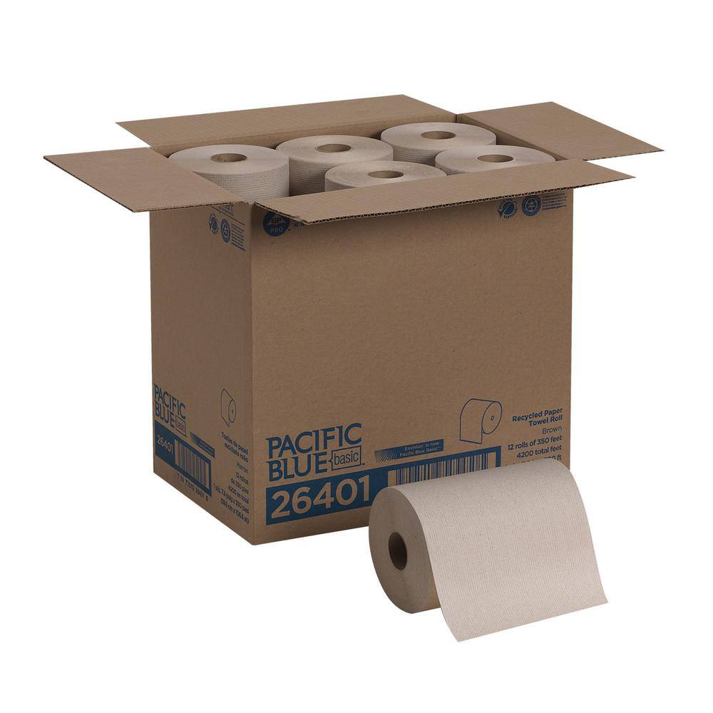 Georgia-Pacific Pacific Blue Basic Hardwound Paper Towels, Brown, 12 Rolls – MPN 26401 product on white background