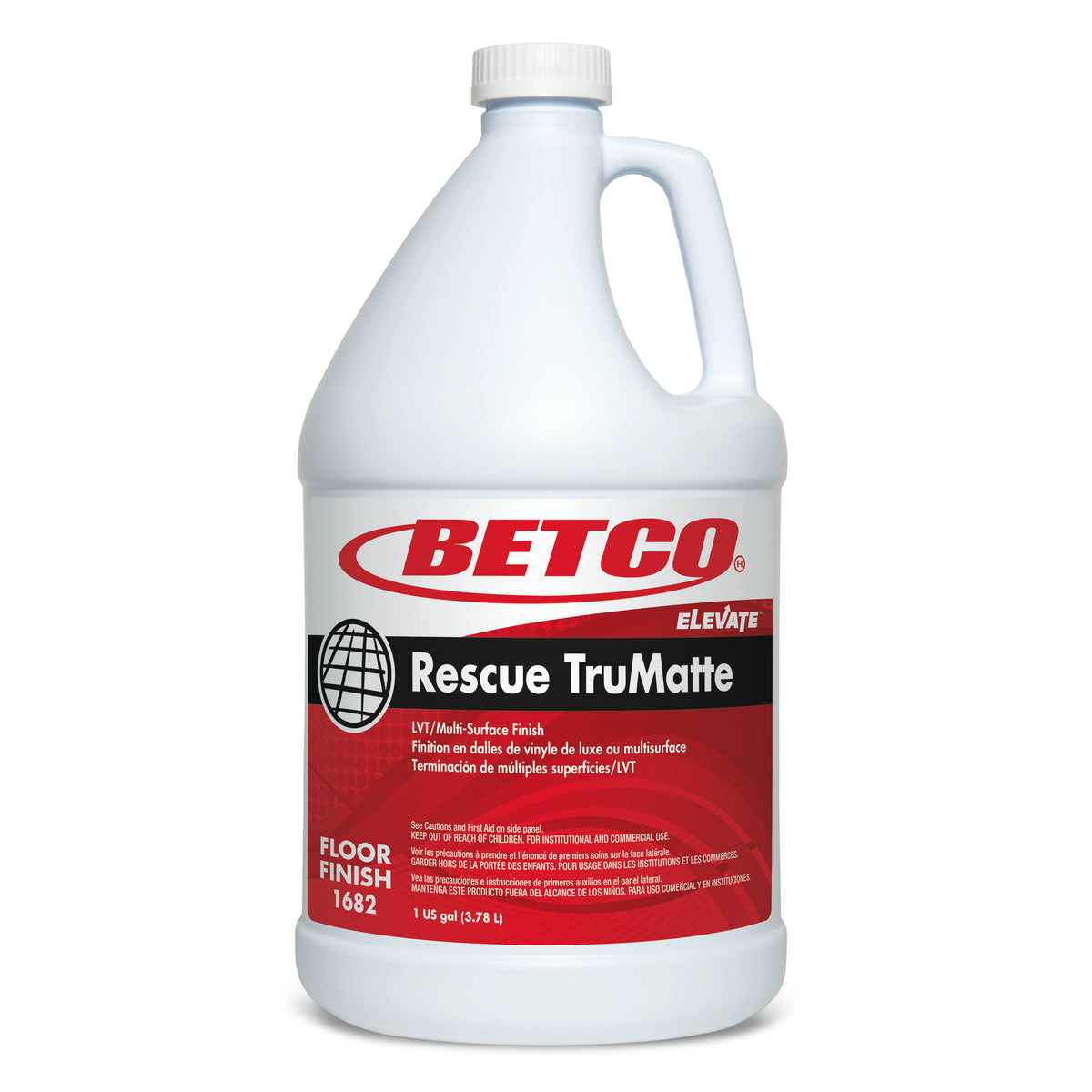 Betco Rescue TruMatte Multi-Surface Floor Finish, 1 Gal, 4/Case – 168204-00 — product photo; selling quantity as stated in title