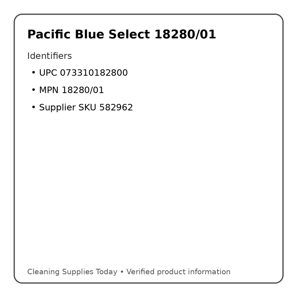 Pacific Blue Select 18280/01 identifiers