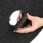 3M 7200 black pad fiber thickness held in hand — product detail, 16-inch five-pad case