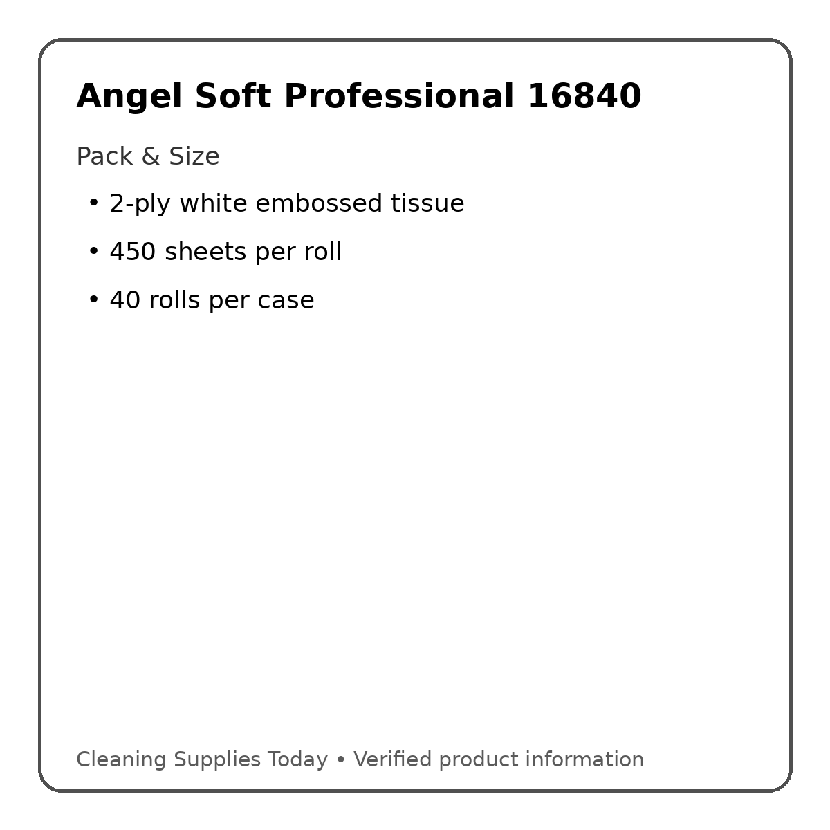 Angel Soft 16840 pack and size details
