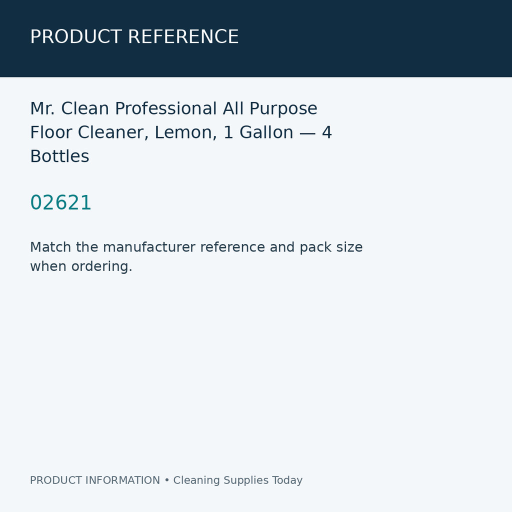 Mr. Clean Professional All Purpose Floor Cleaner, Lemon, 1 Gallon — 4 Bottles — product reference information card