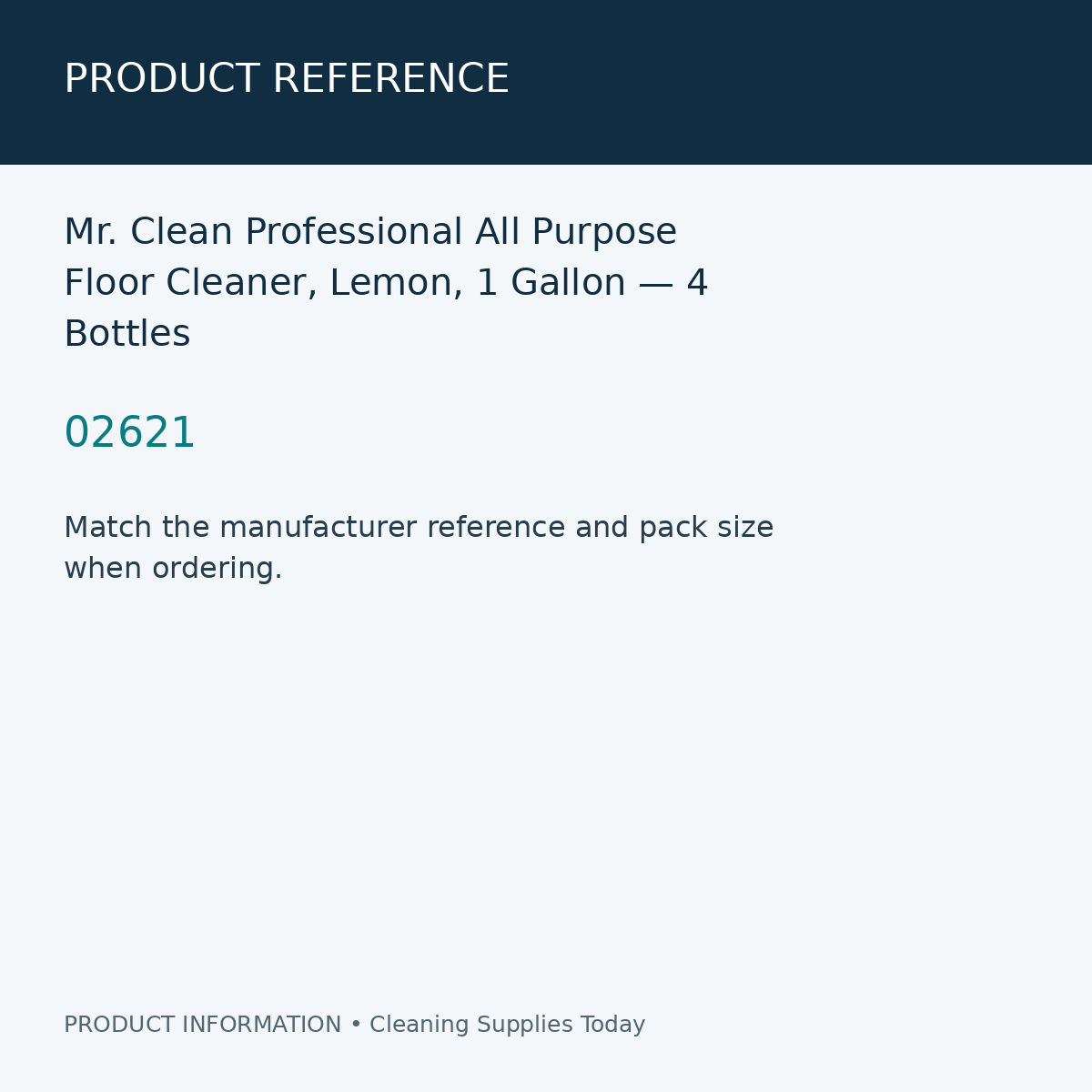 Mr. Clean Professional All Purpose Floor Cleaner, Lemon, 1 Gallon — 4 Bottles — product reference information card
