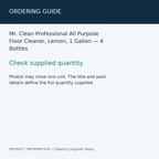 Mr. Clean Professional All Purpose Floor Cleaner, Lemon, 1 Gallon — 4 Bottles — ordering guide information card