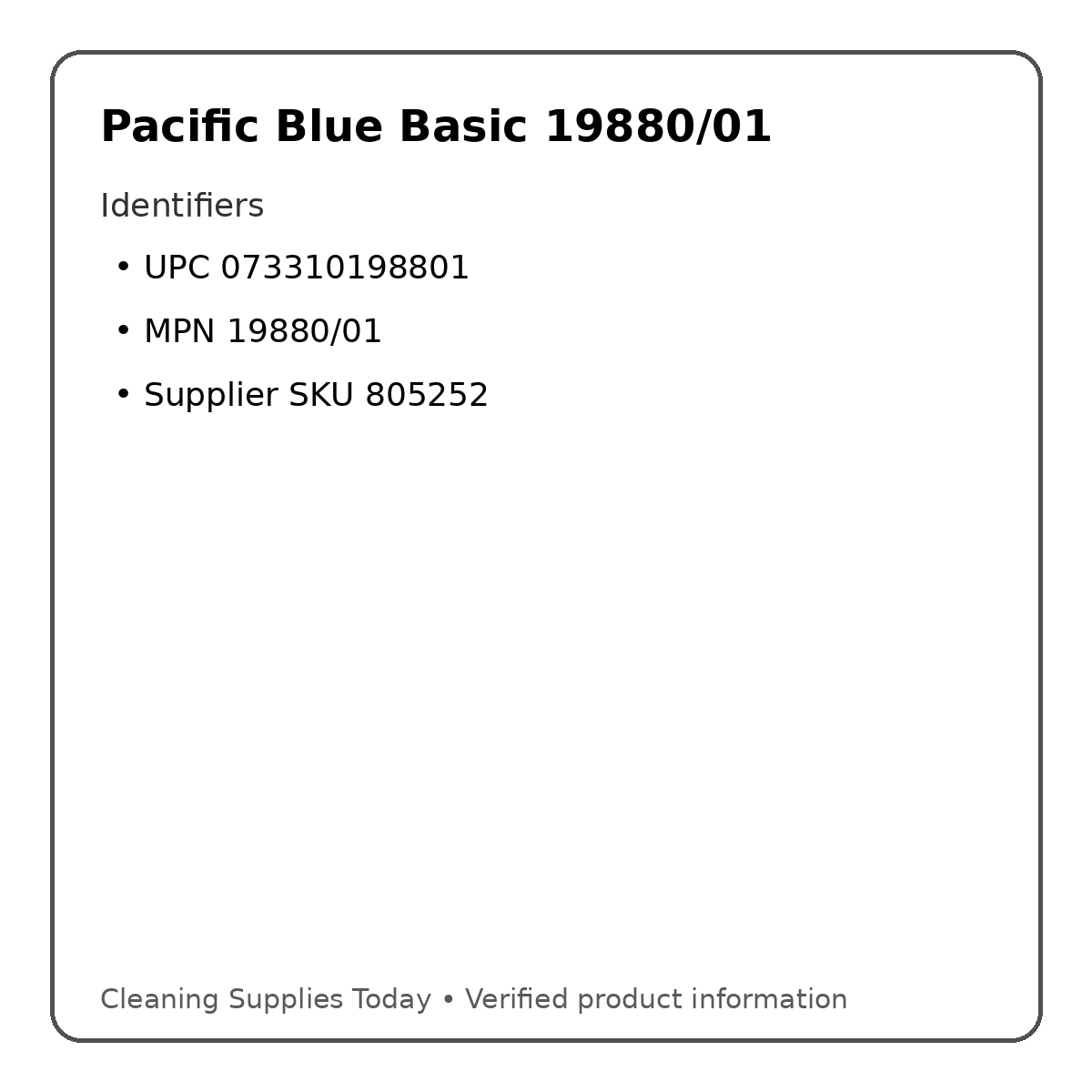 Pacific Blue Basic 19880/01 identifiers