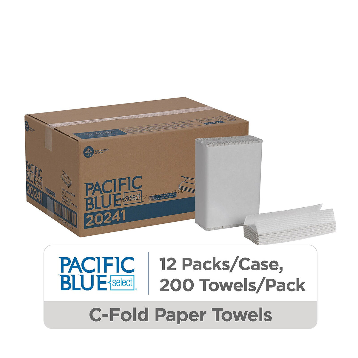Pacific Blue Select 20241 photographed case — 12 packs of 200 towels, 2400 total