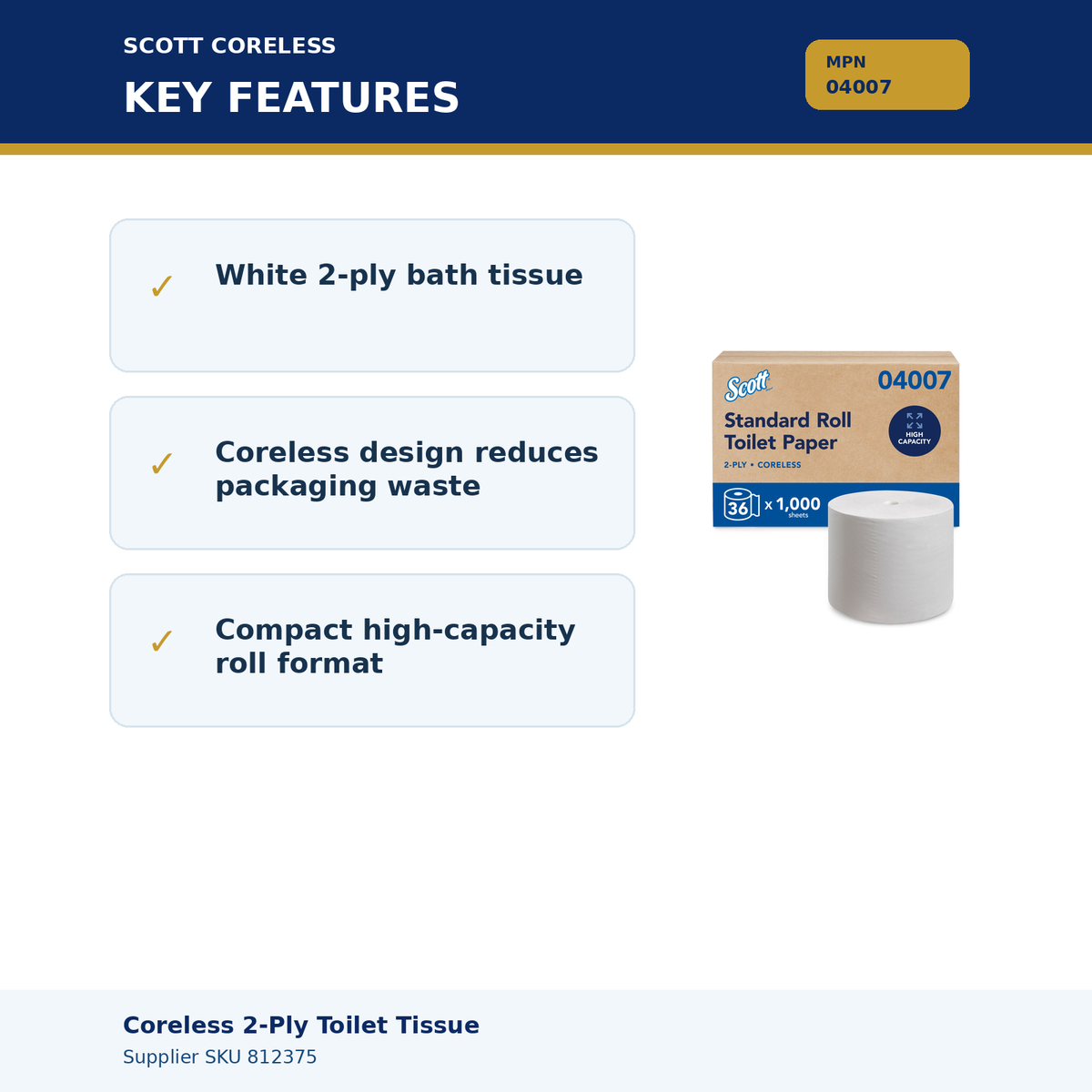 Toilet tissue MPN 04007 – key product features