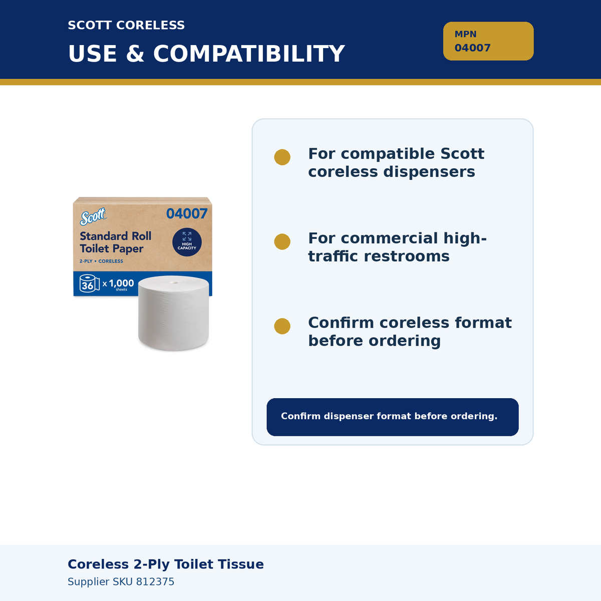 Toilet tissue MPN 04007 – use and dispenser compatibility