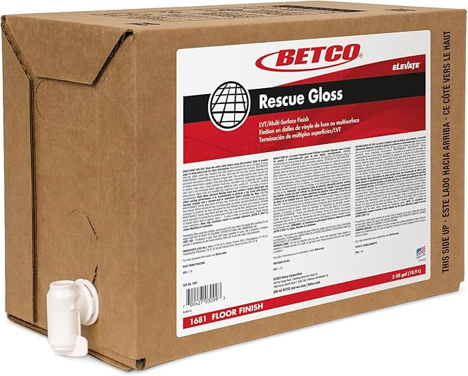 Betco Rescue Gloss multi-surface floor finish 5 gallon bag-in-box 1681B500