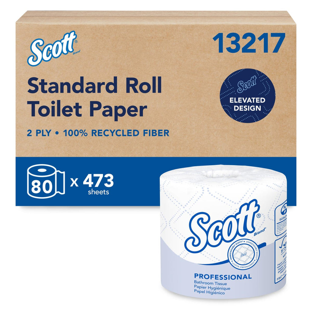 Scott Essential 2-Ply Toilet Paper, 473 Sheets, 80 Rolls – MPN 13217 product on white background