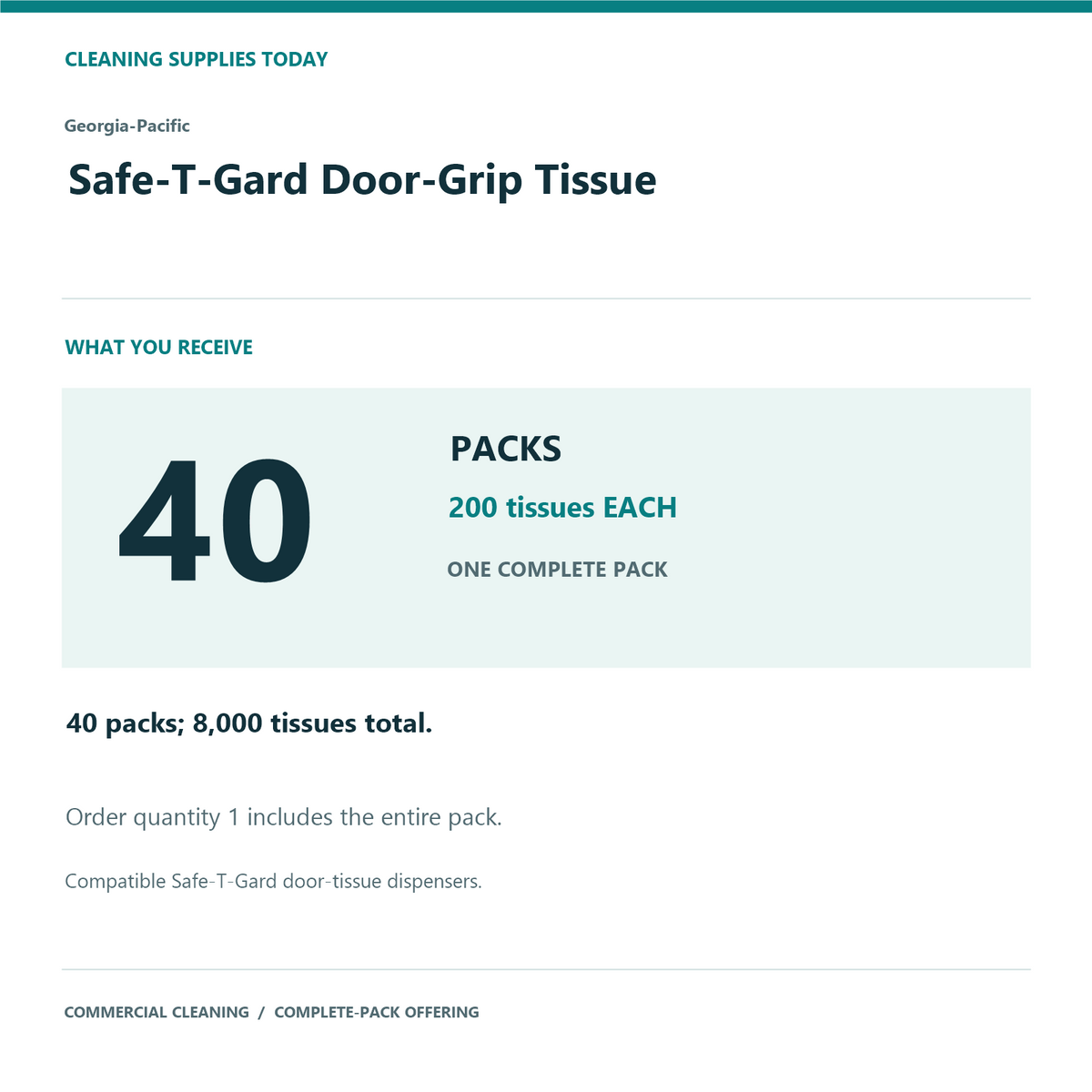 Georgia-Pacific Safe-T-Gard Door-Grip Tissue, 8,000 Tissues — complete pack contents