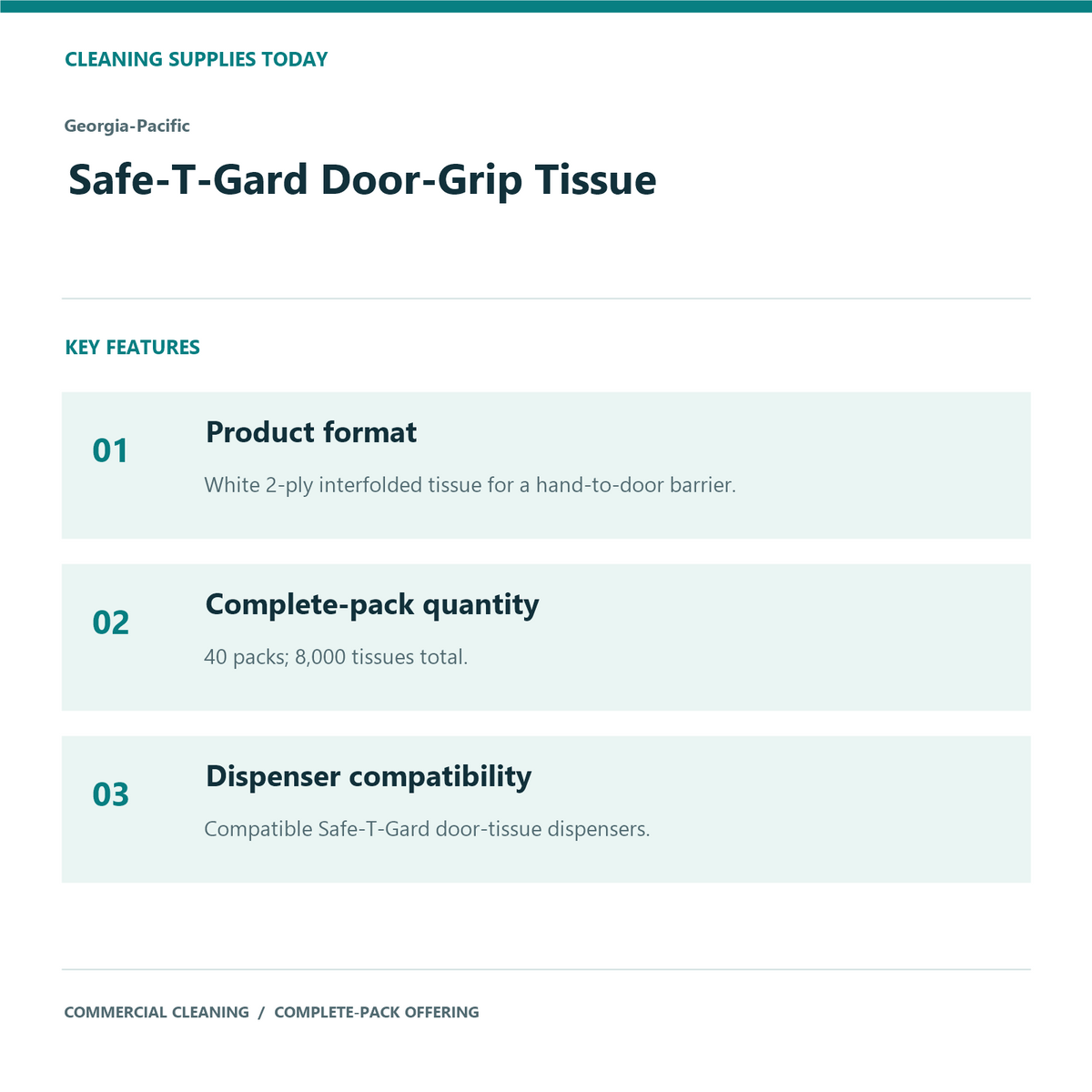Georgia-Pacific Safe-T-Gard Door-Grip Tissue, 8,000 Tissues — product features