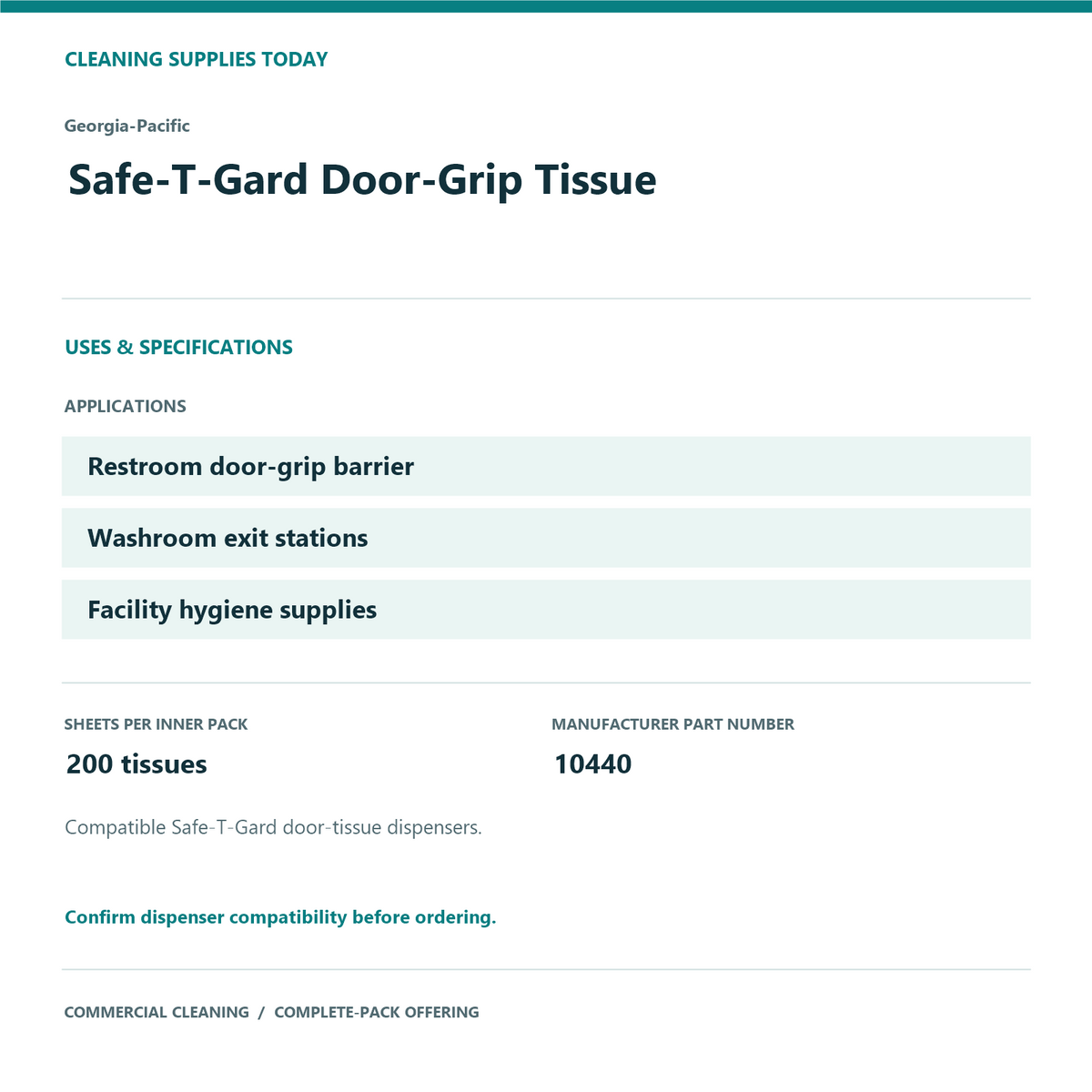 Georgia-Pacific Safe-T-Gard Door-Grip Tissue, 8,000 Tissues — uses and specifications