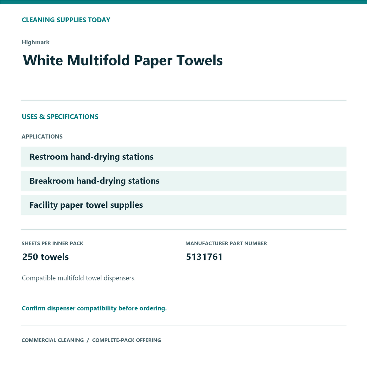 Highmark White Multifold Paper Towels, 4,000 Towels — uses and specifications