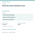 Georgia-Pacific Pacific Blue Select Multifold Towels, 2-Case Pack, 4,000 Towels — uses and specifications