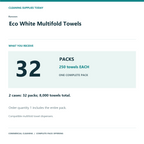 Renown Eco White Multifold Towels, 2-Case Pack, 8,000 Towels — complete pack contents