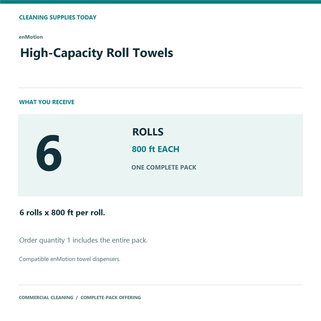enMotion High-Capacity Roll Towels, 800 ft, 6 Rolls — complete pack contents
