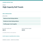 enMotion High-Capacity Roll Towels, 800 ft, 6 Rolls — uses and specifications