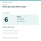 Georgia-Pacific Pacific Blue Ultra White Towels, 1,150 ft, 6 Rolls — complete pack contents