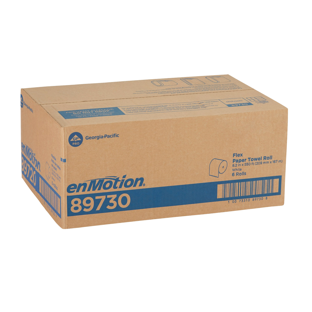 enMotion Flex 89730 white paper towels — closed six-roll case