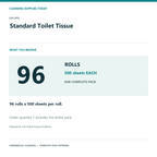 LIVI VPG Standard Toilet Tissue, 500 sheets, 96 Rolls — complete pack contents