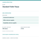 LIVI VPG Standard Toilet Tissue, 500 sheets, 96 Rolls — uses and specifications