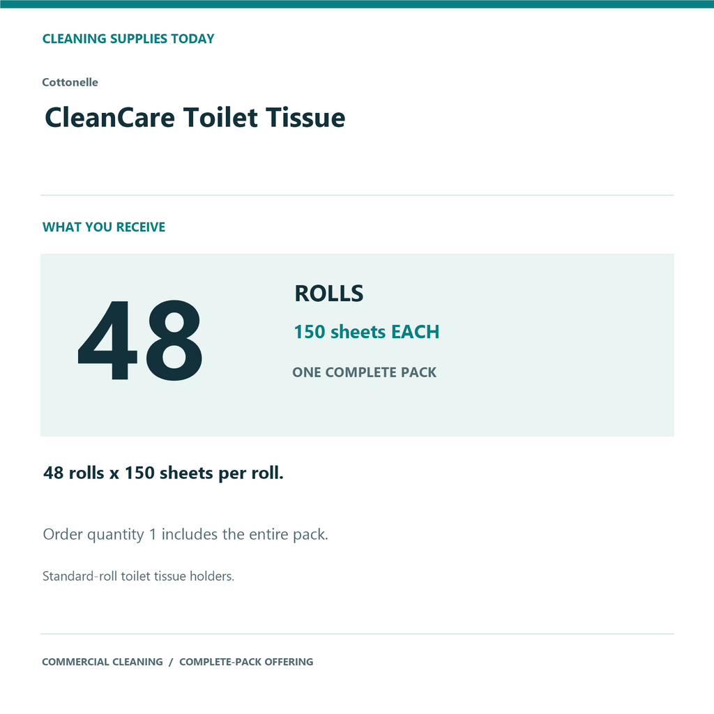 Cottonelle CleanCare Toilet Tissue, 150 sheets, 48 Rolls — complete pack contents
