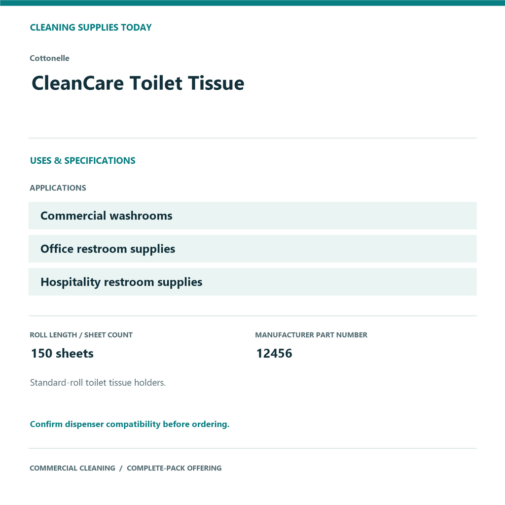 Cottonelle CleanCare Toilet Tissue, 150 sheets, 48 Rolls — uses and specifications