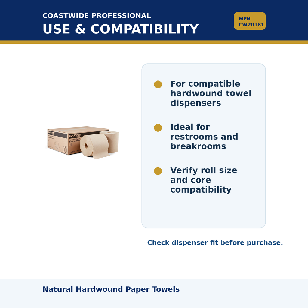Coastwide Natural Hardwound Paper Towels MPN CW20181 04 compatibility