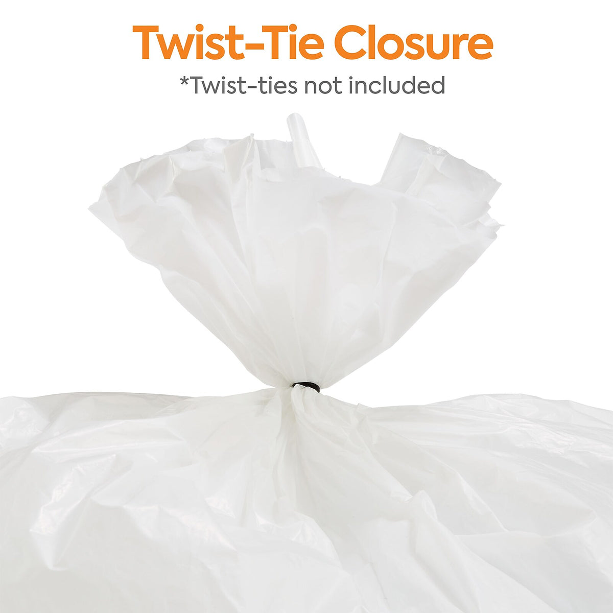 CW50710 bag closure detail — twist ties not included