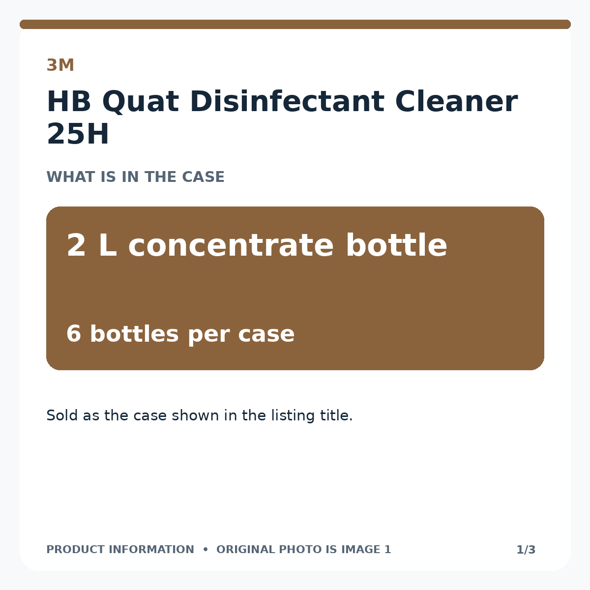 Product information graphic 1 of 3 for 908203: selling unit and case quantity. Original product photo is image 1.