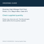 Diversey High Mileage ProX Floor Finish, 2.5 L Bag-in-Box, Case of 6 — ordering guide information card