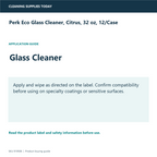 Perk Eco Glass Cleaner, Citrus, 32 oz, 12/Case — application and compatibility guide