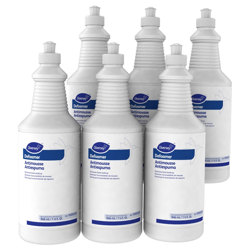 Diversey Defoamer 95002620, complete six-bottle case contents, 32 fl oz each
