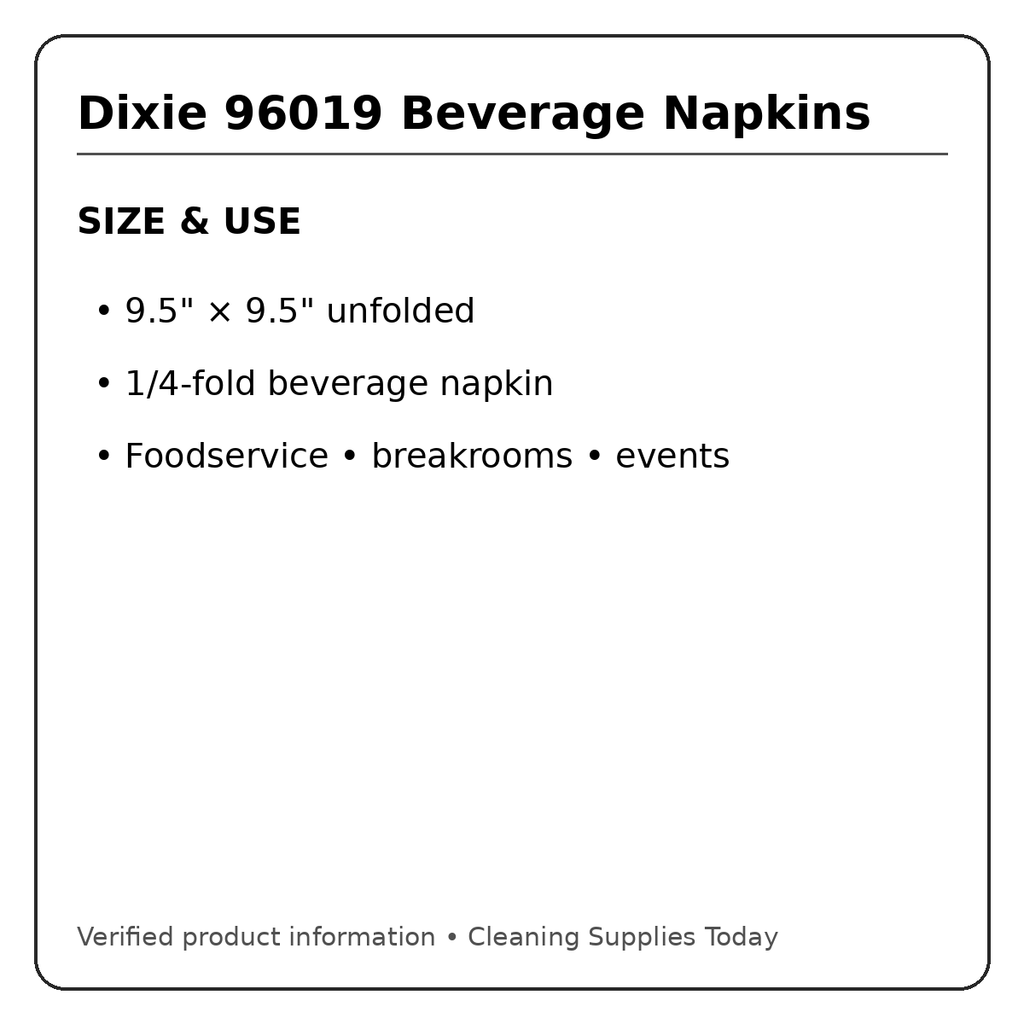 Dixie 96019 size and application information