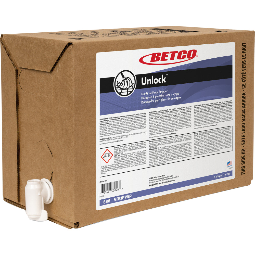 Betco Unlock no-rinse floor stripper 5 gallon bag-in-box 888B500