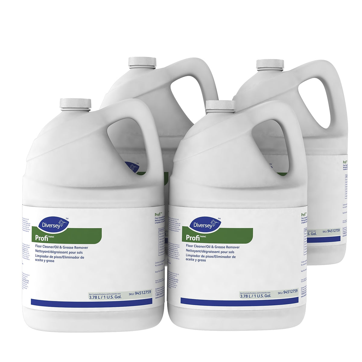 Diversey Profi Floor Cleaner & Oil/Grease Remover, 1 Gal, Case of 4 — product photo; selling quantity as stated in title